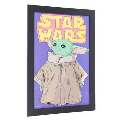 Licensed Star Wars Retro The Mandalorian Grogu Framed Wall Art - Crystal Art Gallery