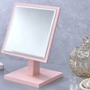 Vynxaria 9.5" Tall Polyresin & Wood Make-Up Mirror on Pedestal - Elegant White Finish - 2 of 4