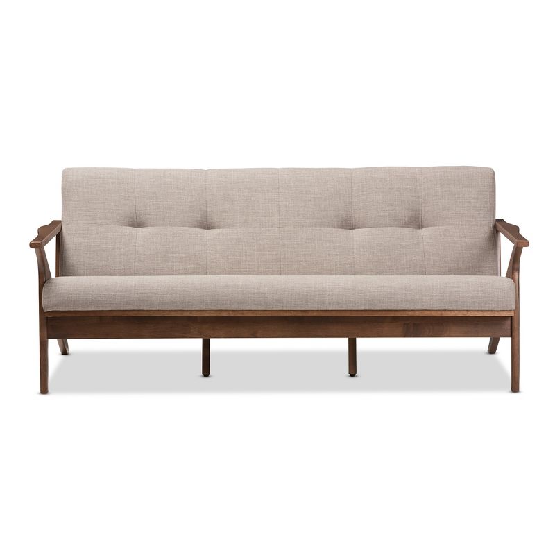Bianca Mid-Modern Walnut Wood Fabric Tufted 3 Seater Sofa Light Gray - Baxton Studio, 3 of 12