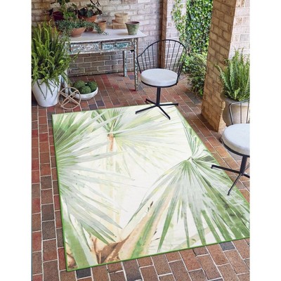 Jill Zarin Caribbean Outdoor Cuba Floral and Botanical Washable Flatweave Woven Area Rug