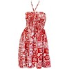 LA LEELA Women's Summer Boho Halter Smocked Mini Swing Beach Casual Backless Dress Tube Top Strapless for Women One Size Red, Turtle - 3 of 3
