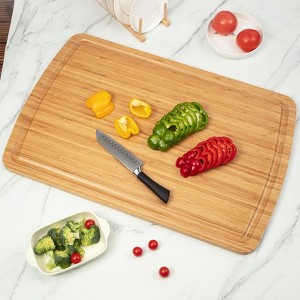 Large Bamboo Cutting Board - With Deep Juice Groove, Butchers Block for Turkey, Meat, Cheese & Veggies, Suitable for BBQ - 1 of 4