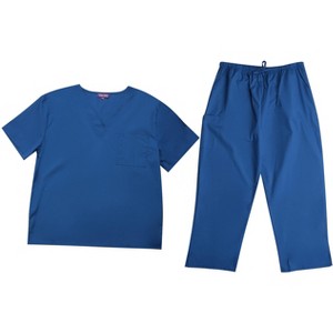 Tropi Mens Scrub Sets - Four Pocket Medical Scrubs Uniform (V-Neck with Cargo Pant) - 1 of 3