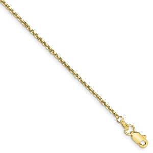 Black Bow Jewelry 1.3mm, 10k Yellow Gold, Diamond Cut Cable Chain Anklet, 9 Inch - 1 of 4
