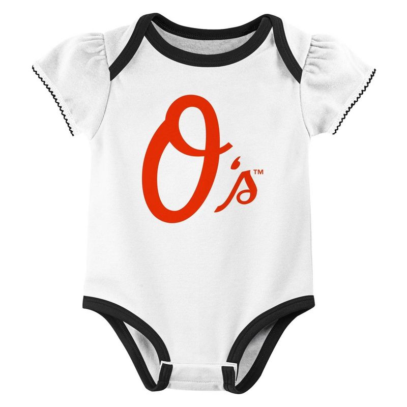 MLB Baltimore Orioles Infant Girls&#39; 3pk Bodysuit, 2 of 5