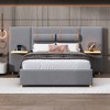 Full-Size Upholstered Platform Bed with Dual Outlets and USB Charging Ports, Includes Two Bedside Pillows and a Storage Shelf, Velvet - 3 of 4