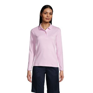 Lands' End School Uniform Women's Long Sleeve Feminine Fit Interlock Polo Shirt - 1 of 2