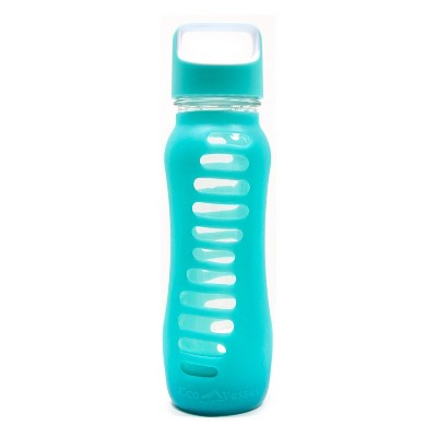 Eco Vessel Surf Glass 22 Ounce Water Bottle with Aqua Wave Silicone Sleeve and Screw Lid