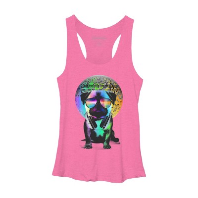 Women's Design By Humans Disco Pug By clingcling Racerback Tank Top