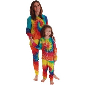 Just Love Tie Dye Mommy & Me Thermal Set  Coordinated Warm Sleepwear for Women & Kids - 1 of 4