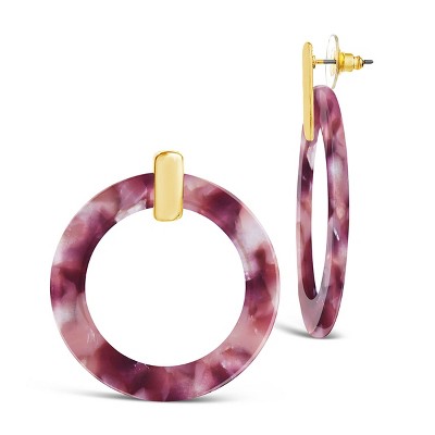 SHINE by Sterling Forever 1.25" Circle Resin Stud Drop Earrings