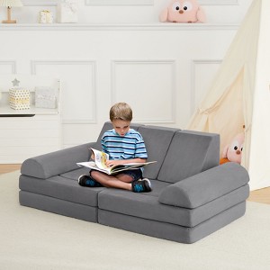 Toddler Couch 8Pcs Modular Play Couch for Kids Room, Baby Nursery Accent Convertible Sofa - 1 of 4