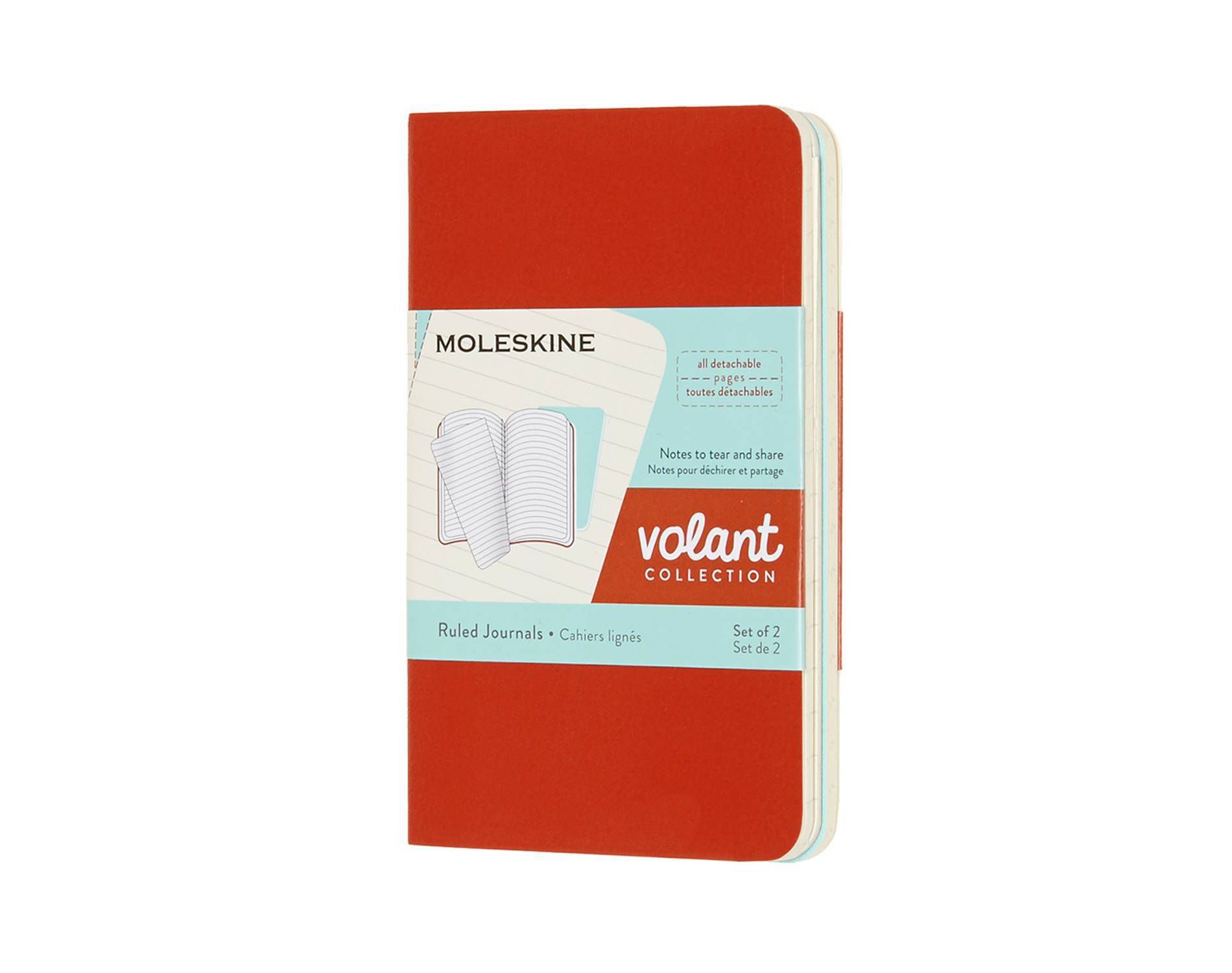 Moleskine Lined Professional Journal XS Volant Coral/Aqua: Pocket Size Notebook, Soft Cover, Acid-Free, 2.5x4", 56 Pages