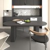 Modern Oval Extendable Dining Table for 4 to 8, Minimalist Kitchen Table with Wooden Strip Base for Dining Room or Family Living-Tanpinhause - 2 of 4