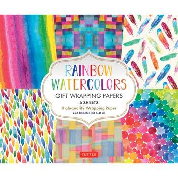 Rainbow Watercolors Gift Wrapping Papers - 6 Sheets - by  Tuttle Studio (Paperback)