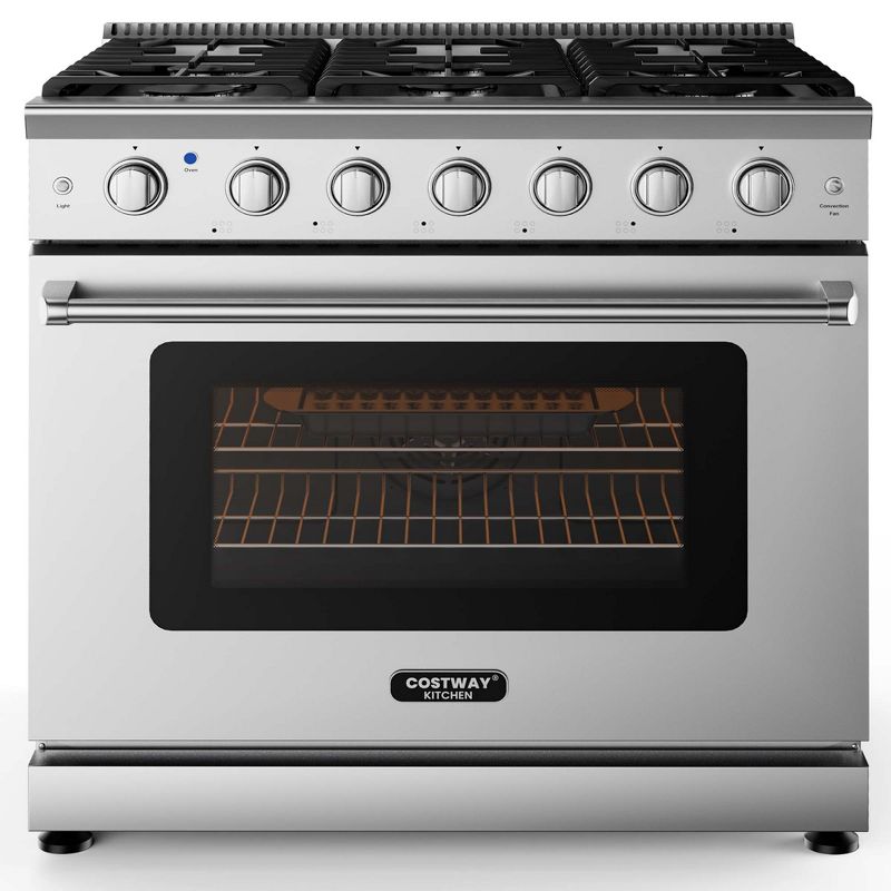 Costway 36 Inches Natural Gas Range Freestanding with 6 Burners Cooktop & 6 Cu.Ft. Oven, 1 of 10