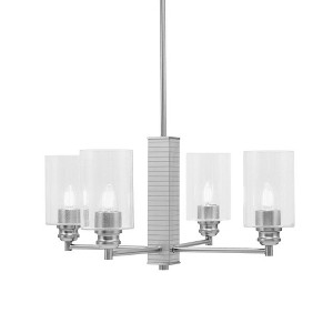 Toltec Lighting Edge 4 - Light Chandelier in  Brushed Nickel with 4" Clear Bubble Shade - 1 of 1