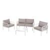 Chic Crate-5-Piece Modern Outdoor Patio Conversation Set with Square Table, Waterproof Thick Cushions  White & Light Gray - 3 of 4