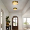CityFurn 3-Light Modern Gold Round Flush Mount Ceiling Lights with Alabaster Shade - 2 of 4