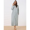 cheibear Women's Zip Front Hooded Maternity Long House Dress Nightshirt - 2 of 4