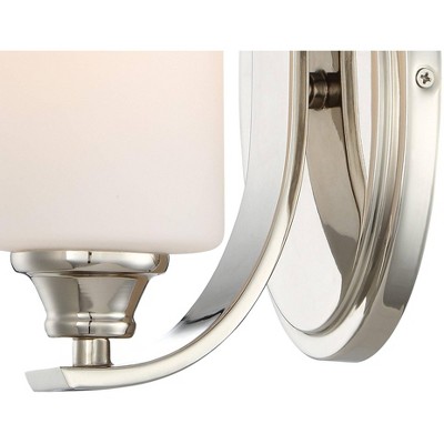 Polished Nickel Cylinder Wall Sconce with Etched Opal Glass