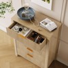 Jojoka Natural Rattan Dresser with Gold Handles, Mid Century Wood Storage Organizer for Bedroom, Living Room, Hallway, Entryway - 4 of 4