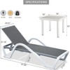 VisioGear 2PCS Patio Chaise Lounge with 1 Side Table, Adjustable Pool Lounge Chairs with Arm for Outside, Lawn, Gray, 67.06"*45.07"*37.18" - 3 of 4