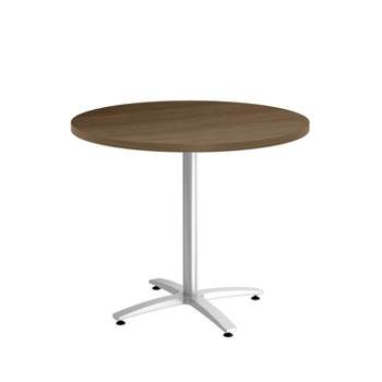 HITOUCH BUSINESS SERVICES 36" Round Pinnacle Laminate Seated Height Silver Base Table 54793