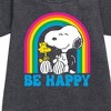 - Peanuts - Be Happy Rainbow Graphic Short Sleeve Fleece Dress - 2 of 4