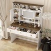 Okak Farmhouse 43.3" Wide Dressing Table with Hair Dryer Holder Vanity Desk with Makeup Drawer and Cabinet for Bedroom - 2 of 4