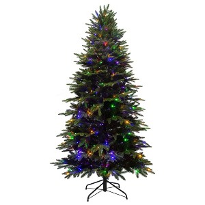 YARDSIGHT 7.5ft Artificial Christmas Tree, 2003Tips Full & Lush Hinged Tree with Mixed PE+PVC Needles and Sturdy Metal Stand - 1 of 4