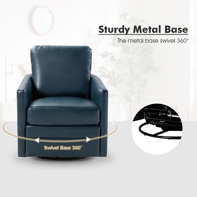 Hugo  Fall  Transitional  Wooden Upholstered Swivel Chair with metal base  for Bedroom and Living Room Deal of the day | ARTFUL LIVING DESIGN