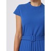 INSPIRE CHIC Women's Mock Neck Cap Sleeve Belted A-Line Midi Pleated Dresses - 4 of 4