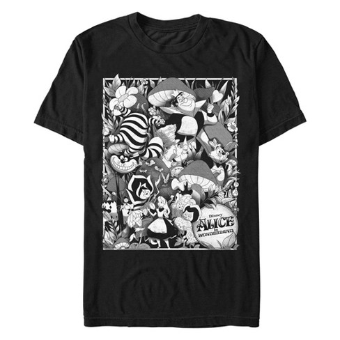 Men's Alice in Wonderland Grayscale Character Poster T-Shirt - image 1 of 4