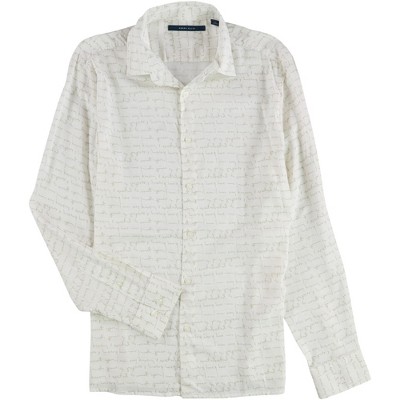 Perry Ellis Mens Writing Print Button Up Shirt