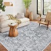 Acekool 5x7 Washable Area Rug - Boho Vintage Distressed Design, Stain Resistant Low Pile Rug for Living Room, Bedroom, Office, Grey - 3 of 4