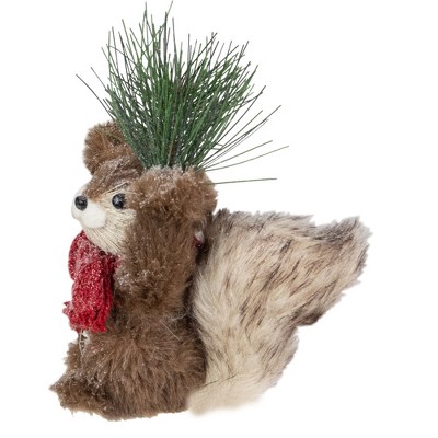 Northlight 7" Standing Squirrel with Pine Sprig and Red Scarf Tabletop Christmas Figurine