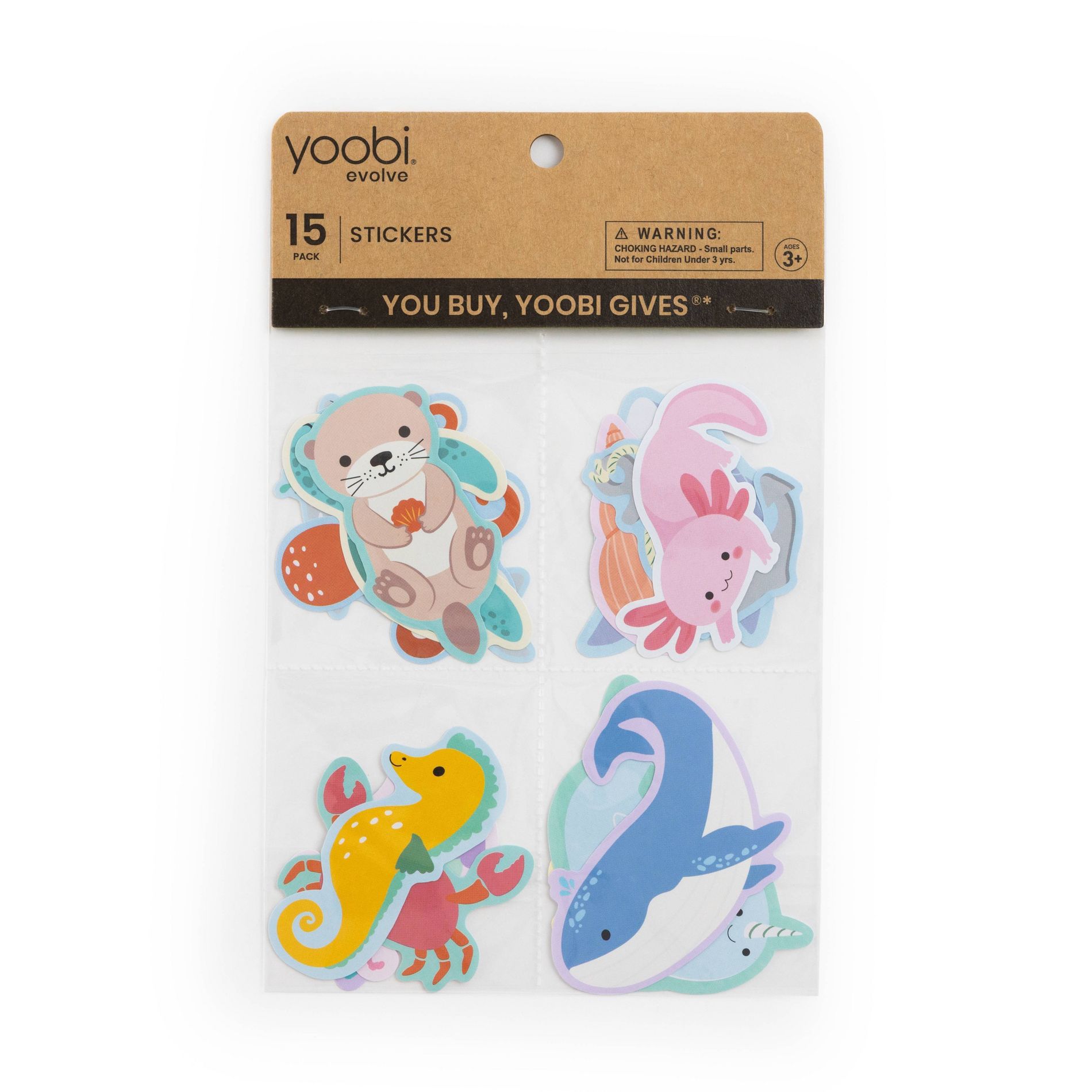 Yoobi Evolve Stickers 15pk Ocean Friends