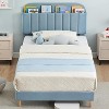 2PCS Twin Bed Frames, Upholstered Platform Bed Frame with Bookcase Headboard, Velvet Platform Bed Mattress Foundation, Heavy Duty Steel Support Legs - 2 of 4