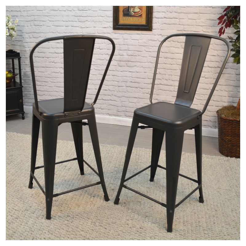 Set of 2 24&#34; Sadie Counter Height Barstool Rustic Pewter - Carolina Chair and Table, 3 of 5