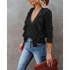 Womens V Neck Button Down Sweaters Tops Casual Long Sleeve Ruffle Knit Cardigan Sweater Outwear - 3 of 4
