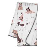 Lambs & Ivy Bow Wow Baby Blanket - Gray, Animals, Puppy