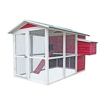 My Backyard Farm Medium 50 by 76 by 50 Inch Vintage Chicken Coop with Pull Out Cleaning Tray, 2 Nesting Bays and 2 Roosting Box for Easy Access, Red