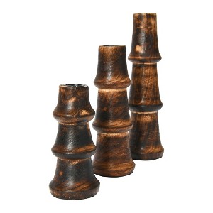 Storied Home Wooden Waves Taper Candle Holders, Set of 3 - 1 of 4
