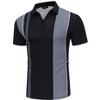Mens Quick-Dry Active Polo Shirts Short Sleeve Quarter Zipper Polo Shirts Casual Striped Golf Shirts Tennis Daily Casual Collared T-Shirt - 2 of 4