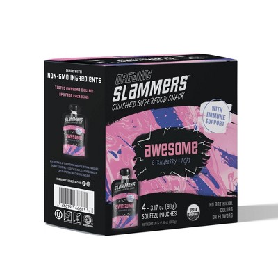 Organic Slammers Superfood Snack Awesome Fruit & Veggie Pouches - 3.17oz 4pk