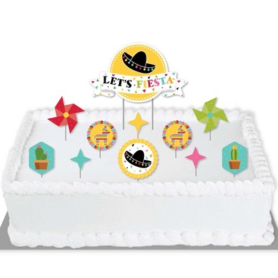 Big Dot of Happiness Let's Fiesta - Mexican Fiesta Cake Decorating Kit - Let's Fiesta Cake Topper Set - 11 Pieces