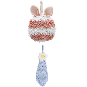 REGALWOVEN 2 Packs Soft Absorbent Flower and Rabbit Shape Decorative Chenille Hand Towel for Bathroom 6" x 15"/7" x 7" - 1 of 4