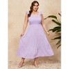 Coolmee Women's Summer Flying Sleeves Maxi Dress Square Neck Smocked Tiered Ruffle A Line Long Flowy Beach Dresses - 4 of 4