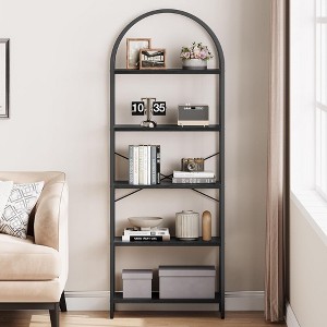 Arched Bookshelf 5 Tier Bookcase 70.87in - 1 of 4